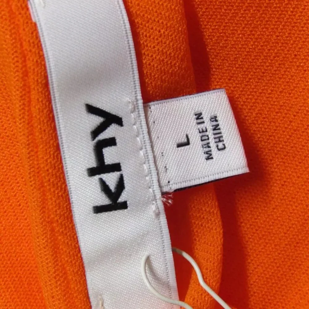 NEW KHY Women's Skirt Mesh Twist Mini Size L Orange